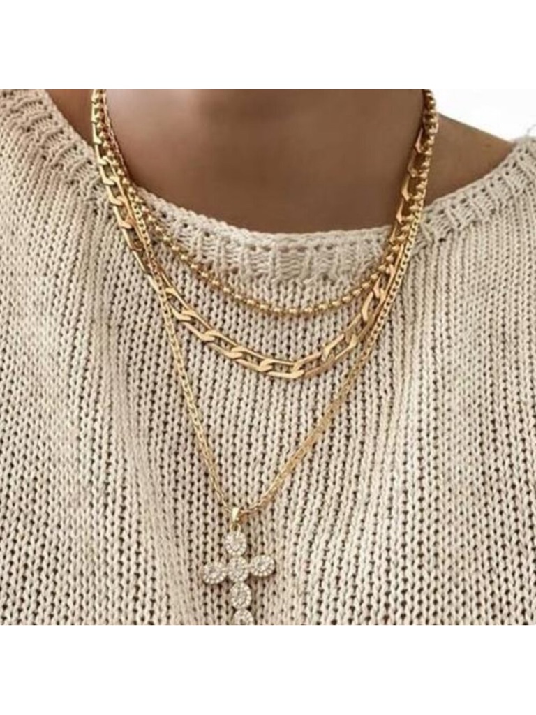 3 Set Gold Layered Necklaces For Women Statement 14k Dainty Gold Plated